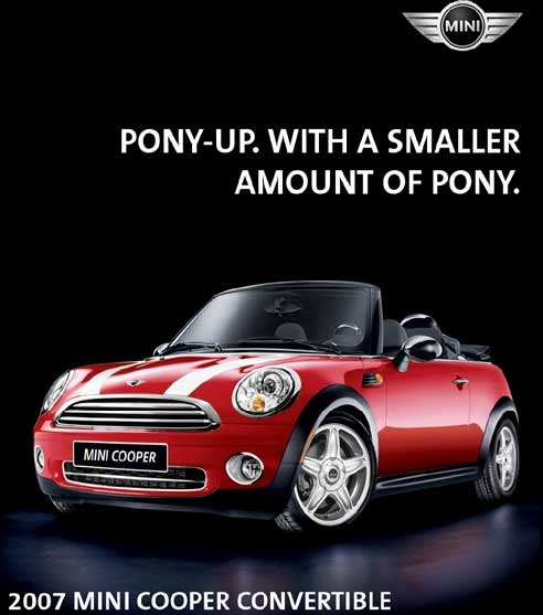  MINI Cooper Convertible. Note the error showing the car as a 2007 